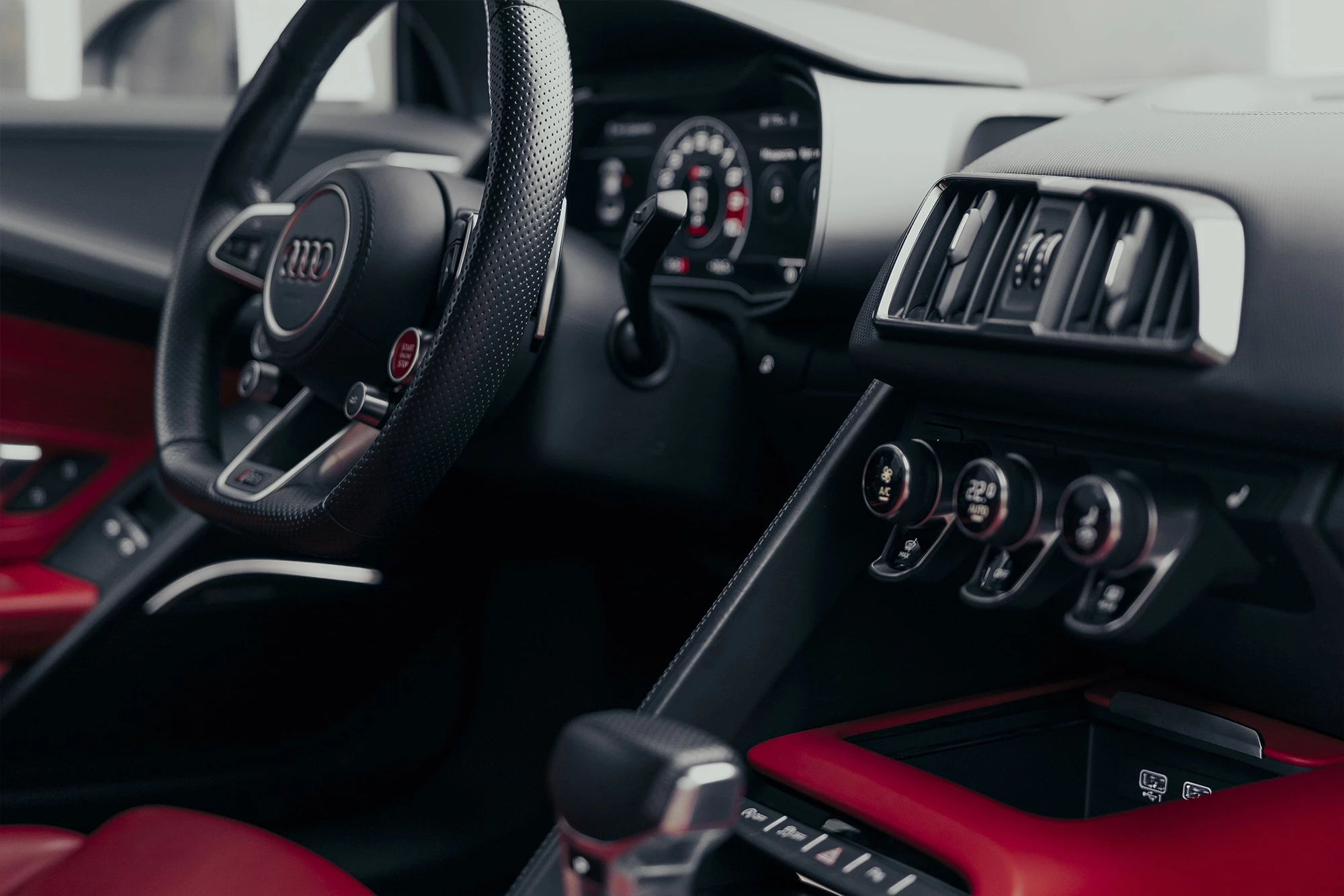 white Audi R8 interior