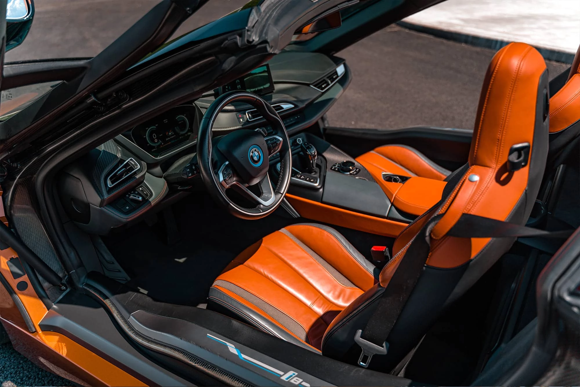 bmw i8 orange interior