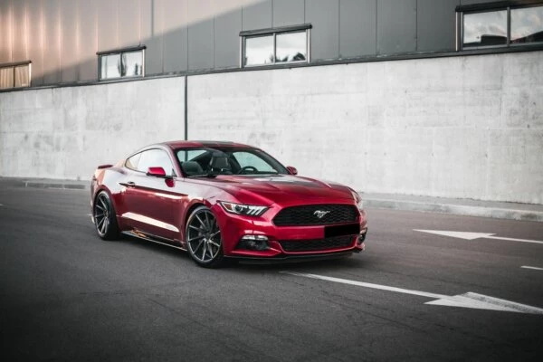 Ford Mustang coupe red.