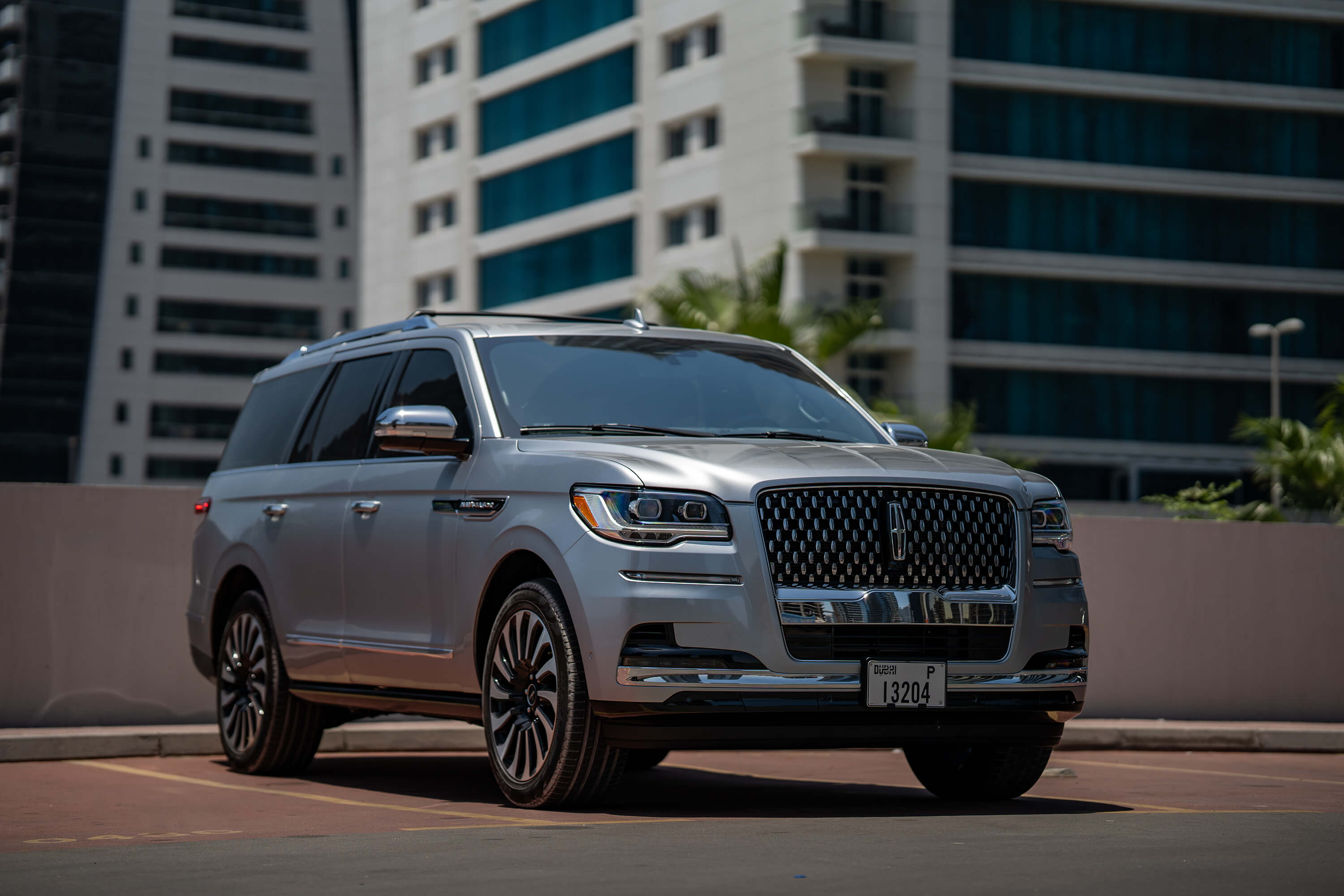 Rent Lincoln Navigator silver in Dubai SUV Octane Luxury Car Rental