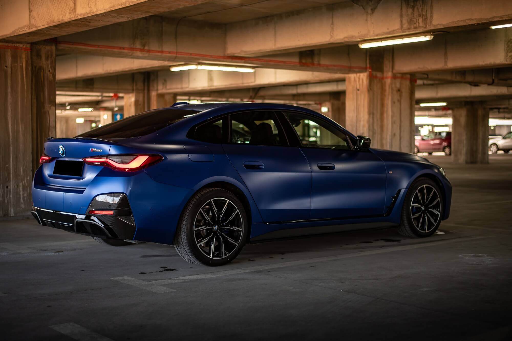 renting BMW i4 Blue in dubai