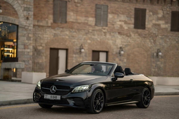 Rent Mercedes C200 Convertible Black in Dubai - Convertible - Octane Car Rental  Dubai