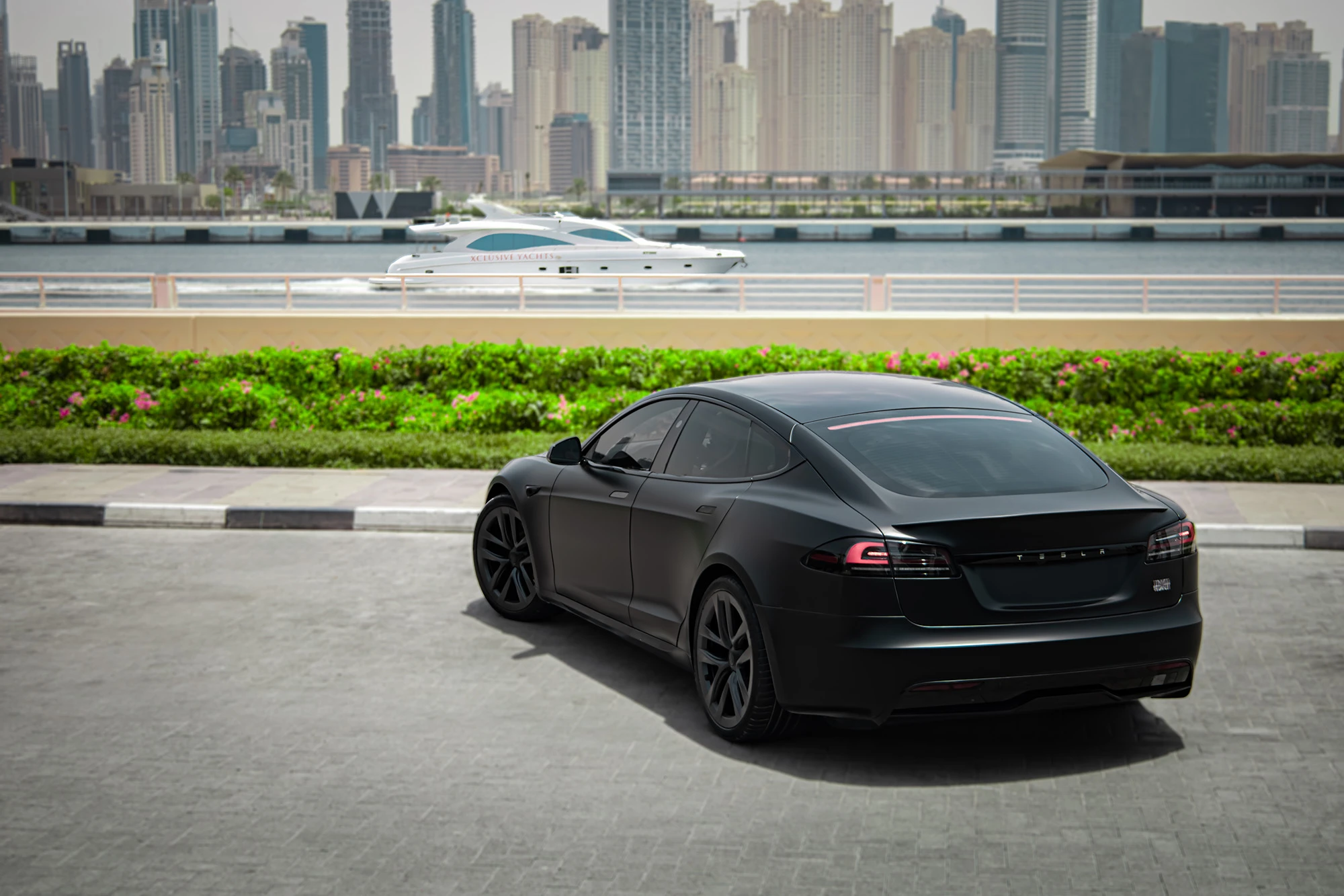 Tesla Model S Xadrez Preto Mate