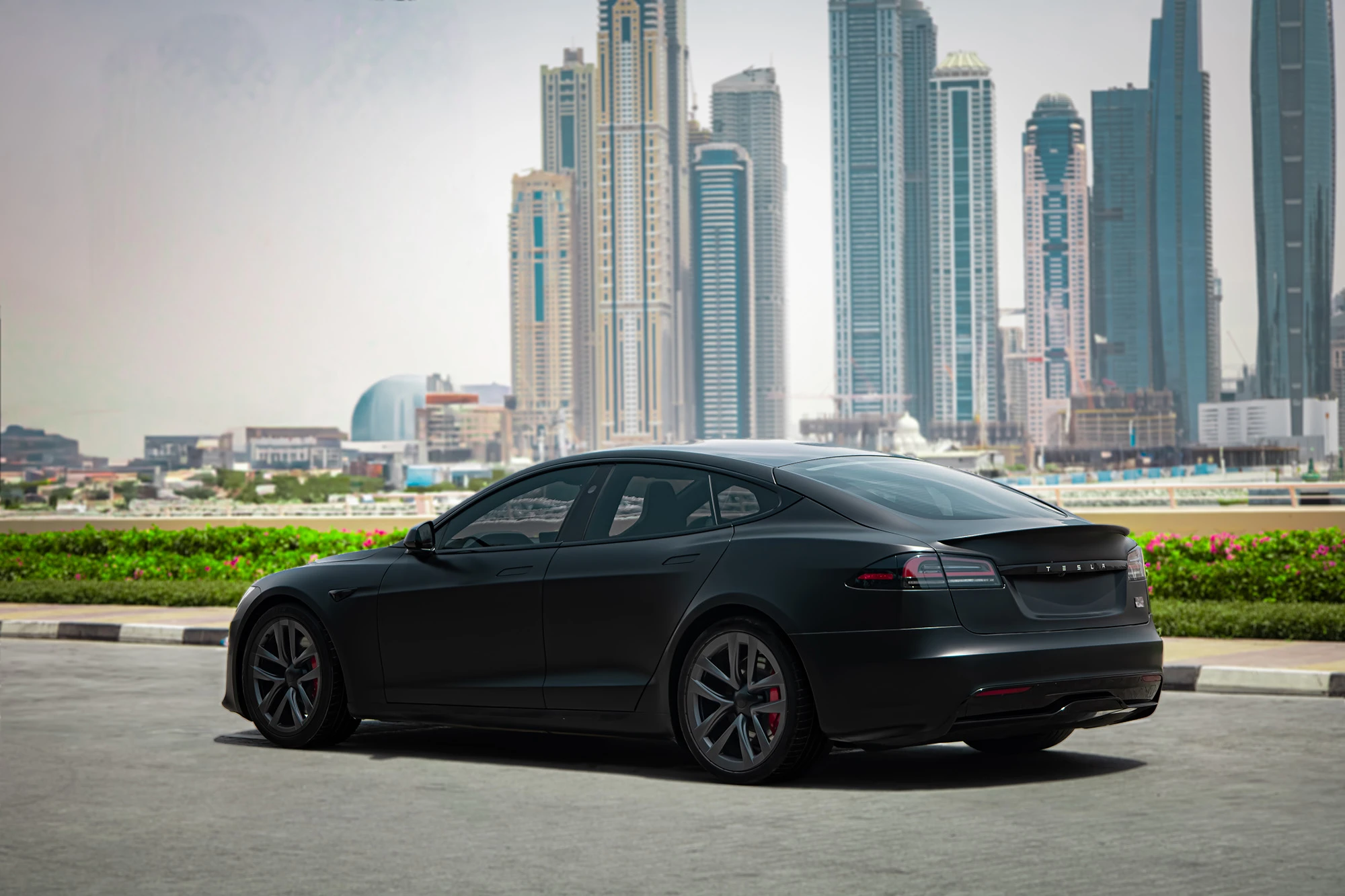 Tesla Model S Xadrez Preto Mate