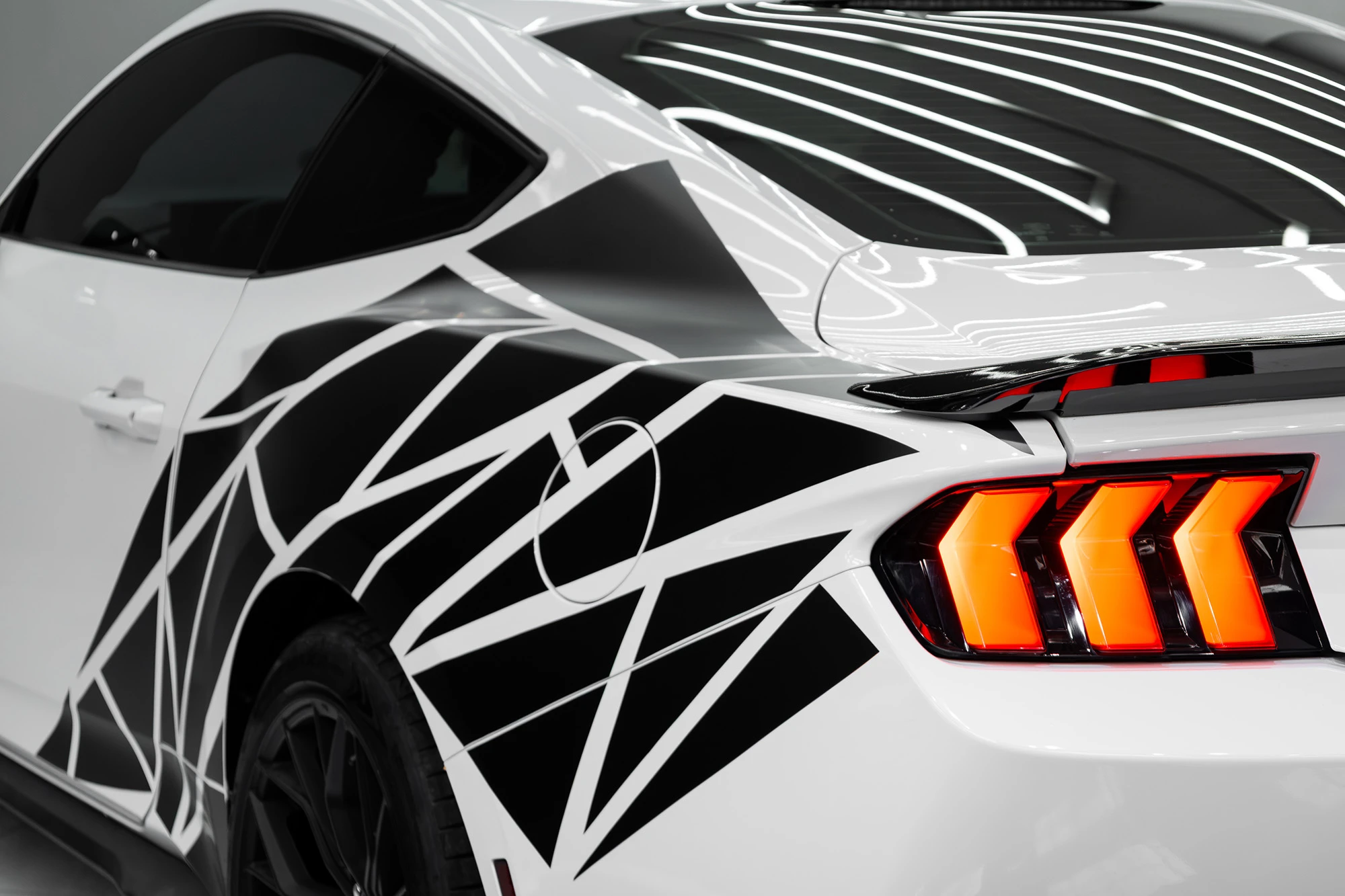 فورد موستانج الجيل الجديد من فورد موستانج أبيض وأسود